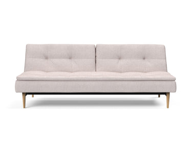 Dublexo Styletto Light Wood sovesofa i 300 Weda Sand, set forfra