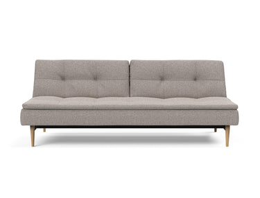 Dublexo Styletto Light Wood sovesofa i 321 Corocco Warm Grey, set forfra