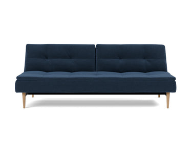 Dublexo Styletto Light Wood sovesofa i 414 Esina Indigo Blue, set forfra