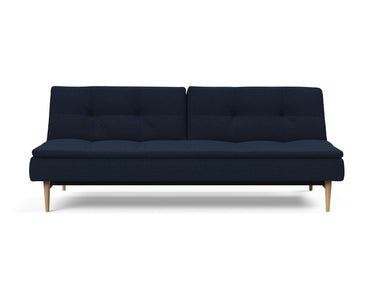 Dublexo Styletto Light Wood sovesofa i 528 Mixed Dance Blue, set forfra
