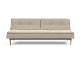 Dublexo Styletto Light Wood sovesofa i 612 Blida Sand Grey, set forfra