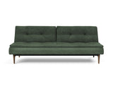 Dublexo Styletto Dark Wood sovesofa i 281 Avella Pine Green, set forfra
