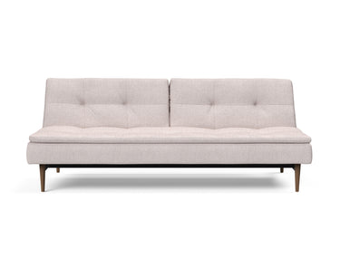 Dublexo Styletto Dark Wood sovesofa i 300 Weda Sand, set forfra
