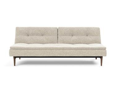 Dublexo Styletto Dark Wood sovesofa i 357 Taura Off White, set forfra
