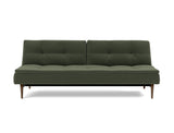 Dublexo Styletto Dark Wood sovesofa i 413 Esina Olive Green, set forfra