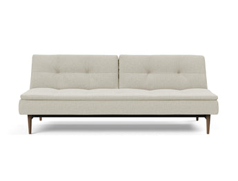 Dublexo Styletto Dark Wood sovesofa i 527 Mixed Dance Natural, set forfra