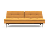 Dublexo Styletto Dark Wood sovesofa i 536 Bouclé Ochre, set forfra