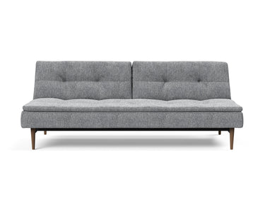 Dublexo Styletto Dark Wood sovesofa i 565 Twist Granite, set forfra