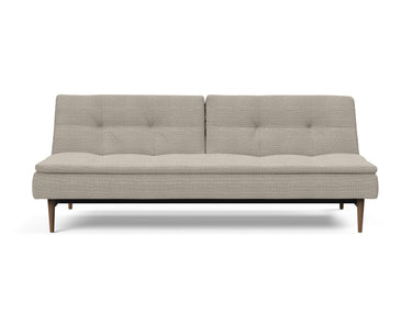 Dublexo Styletto Dark Wood sovesofa i 579 Kenya Gravel, set forfra