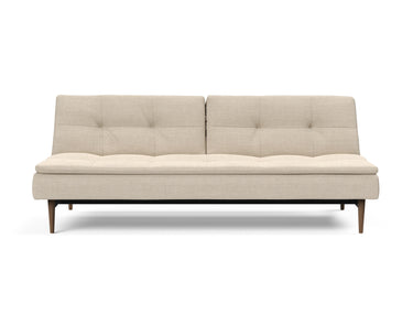 Dublexo Styletto Dark Wood sovesofa i 586 Phobos Latte, set forfra