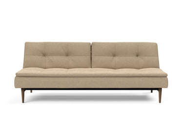 Dublexo Styletto Dark Wood sovesofa i 587 Phobos Mocha, set forfra
