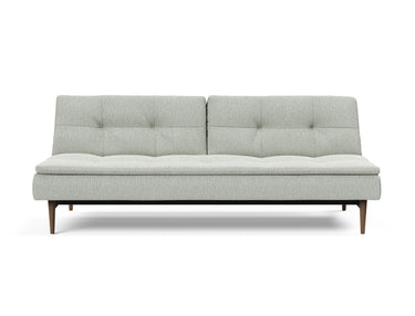 Dublexo Styletto Dark Wood sovesofa i 888 Mozart Slate Brown, set forfra