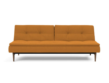 Dublexo Styletto Dark Wood sovesofa i 893 Mozart Masala, set forfra