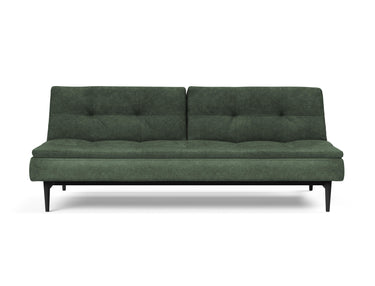 Dublexo Styletto Black Wood sovesofa i 281 Avella Pine Green, set forfra