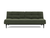 Dublexo Styletto Black Wood sovesofa i 413 Esina Olive Green, set forfra