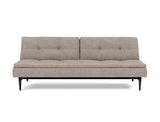 Dublexo Styletto Black Wood sovesofa i 472 Yuveno Warm Grey, set forfra