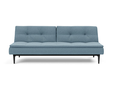 Dublexo Styletto Black Wood sovesofa i 525 Mixed Dance Light Blue, set forfra