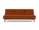 Dublexo Styletto Black Wood sovesofa i 595 Corduroy Burnt Orange, set forfra