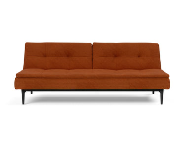 Dublexo Styletto Black Wood sovesofa i 595 Corduroy Burnt Orange, set forfra
