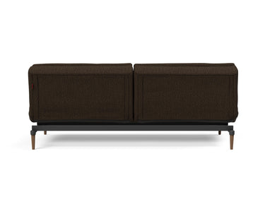 Dublexo Styletto Dark Wood sovesofa i 358 Taura Chocco, set bagfra