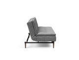 Dublexo Styletto Dark Wood sovesofa i 563 Twist Charcoal, set fra siden