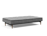 Dublexo Styletto Dark Wood sovesofa i 563 Twist Charcoal, slået ud til seng