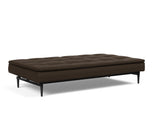 Dublexo Styletto Black Wood sovesofa i 358 Taura Chocco, slået ud til seng