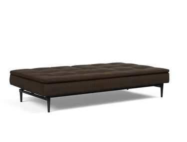 Dublexo Styletto Black Wood sovesofa i 358 Taura Chocco, slået ud til seng