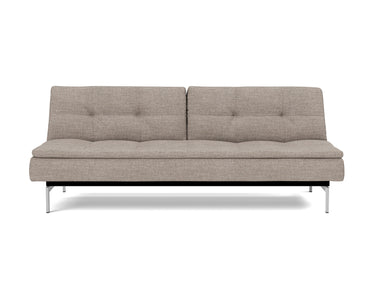 Dublexo Chrome sovesofa i 472 Yuveno Warm Grey, set forfra