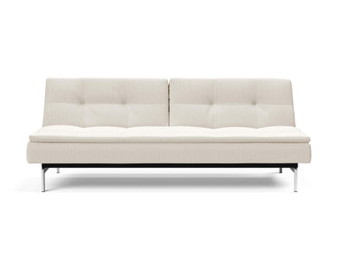 Dublexo Chrome sovesofa i 531 Bouclé Off White, set forfra