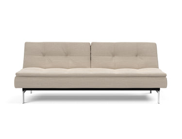 Dublexo Chrome sovesofa i 612 Blida Sand Grey, set forfra