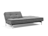 Dublexo Chrome sovesofa i 563 Twist Charcoal, med den ene ryghalvdel lagt ned