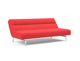Jillis sovesofa i 511 Elegance Red, med ryglænet lænet halvt tilbage