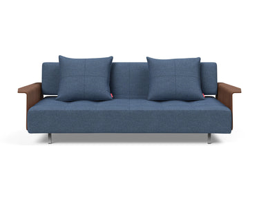 Long Horn D.E.L. sovesofa med armlæn i 302 Weda Blue, set forfra