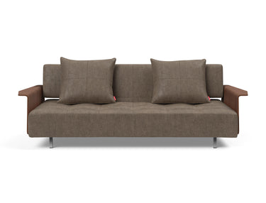 Long Horn D.E.L. sovesofa med armlæn i 411 Esina Cedar Brown, set forfra