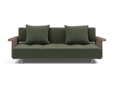 Long Horn D.E.L. sovesofa med armlæn i 413 Esina Olive Green, set forfra