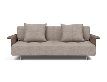 Long Horn D.E.L. sovesofa med armlæn i 472 Yuveno Warm Grey, set forfra