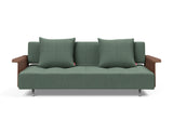 Long Horn D.E.L. sovesofa med armlæn i 518 Elegance Green, set forfra