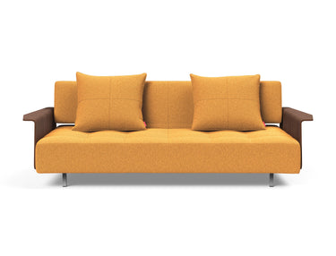 Long Horn D.E.L. sovesofa med armlæn i 536 Bouclé Ochre, set forfra