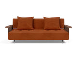 Long Horn D.E.L. sovesofa med armlæn i 595 Corduroy Burnt Orange, set forfra