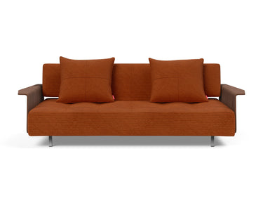 Long Horn D.E.L. sovesofa med armlæn i 595 Corduroy Burnt Orange, set forfra