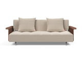 Long Horn D.E.L. sovesofa med armlæn i 612 Blida Sand Grey, set forfra