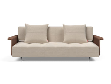 Long Horn D.E.L. sovesofa med armlæn i 612 Blida Sand Grey, set forfra