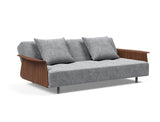Long Horn D.E.L. sovesofa med armlæn i 565 Twist Granite, med ryglænet slået ned som daybed