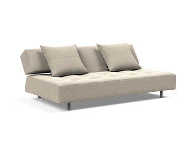 Long Horn D.E.L sovesofa i 539 Bouclé Beige, med ryglænet slået ned som daybed