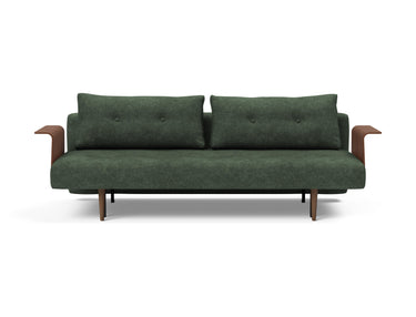 Recast Dark Styletto sovesofa med armlæn i 281 Avella Pine Green, set forfra
