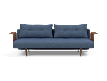 Recast Dark Styletto sovesofa med armlæn i 302 Weda Blue, set forfra