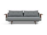 Recast Dark Styletto sovesofa med armlæn i 320 Corocco Shadow Grey, set forfra