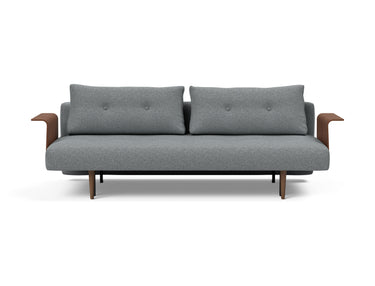 Recast Dark Styletto sovesofa med armlæn i 320 Corocco Shadow Grey, set forfra
