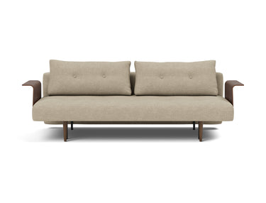 Recast Dark Styletto sovesofa med armlæn i 356 Taura Sand, set forfra